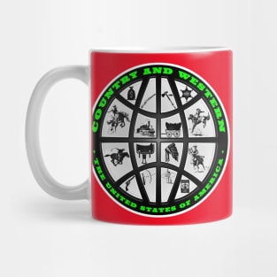 Country and Western Era Art - Green, Black and White Mug